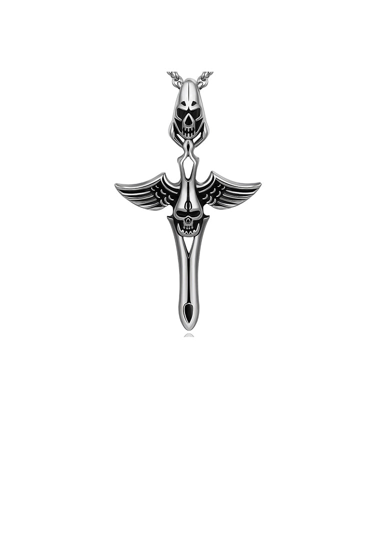 Vintage Cross Skull Pendant with Necklace