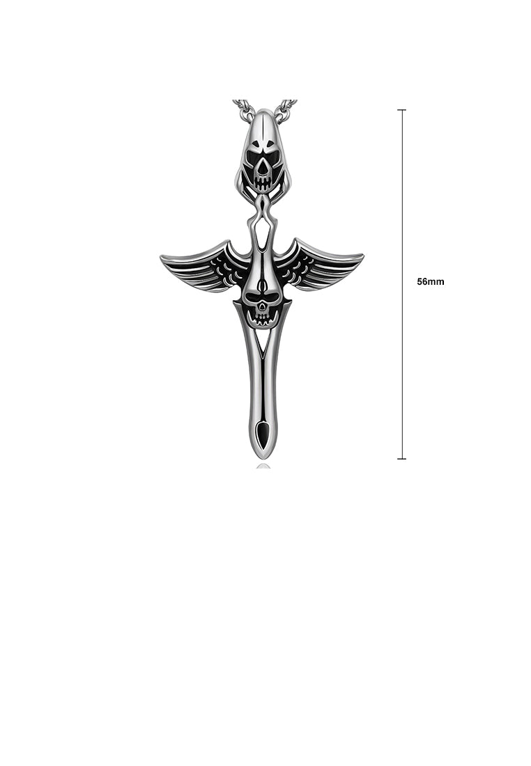 Vintage Cross Skull Pendant with Necklace