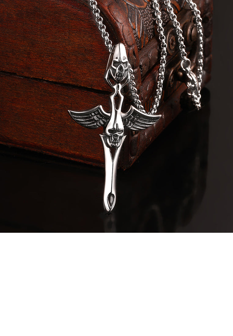 Vintage Cross Skull Pendant with Necklace