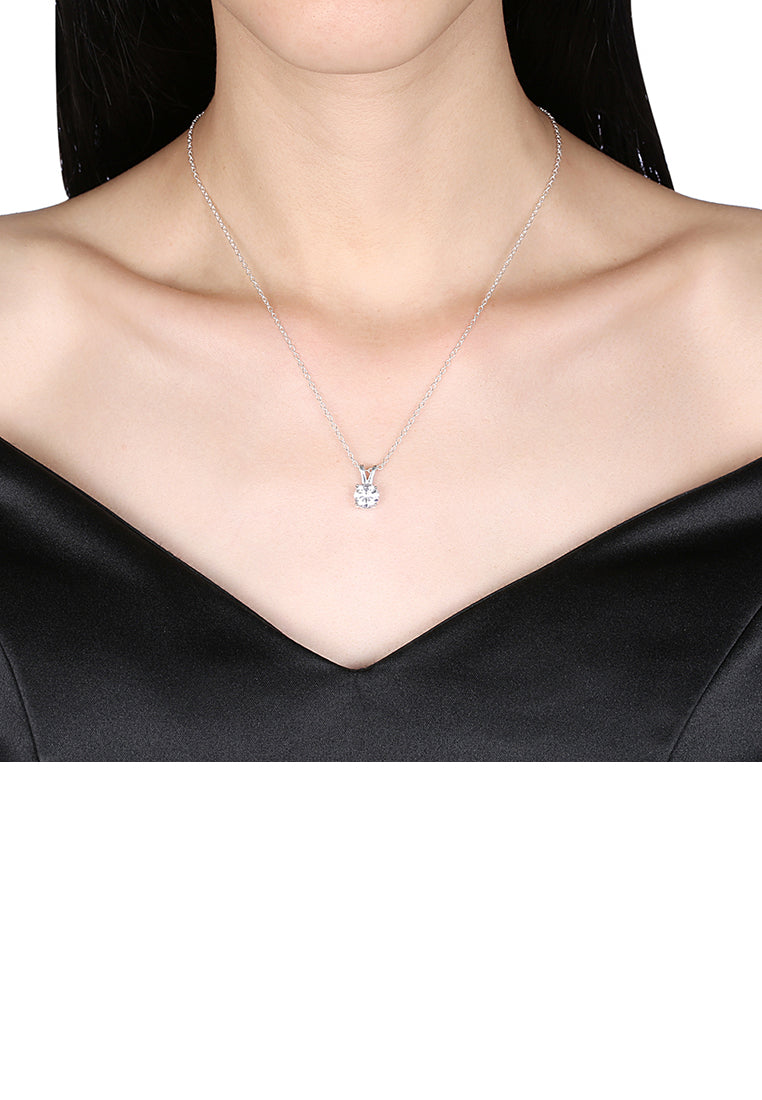 Simple Cubic Zircon Pendant with Necklace