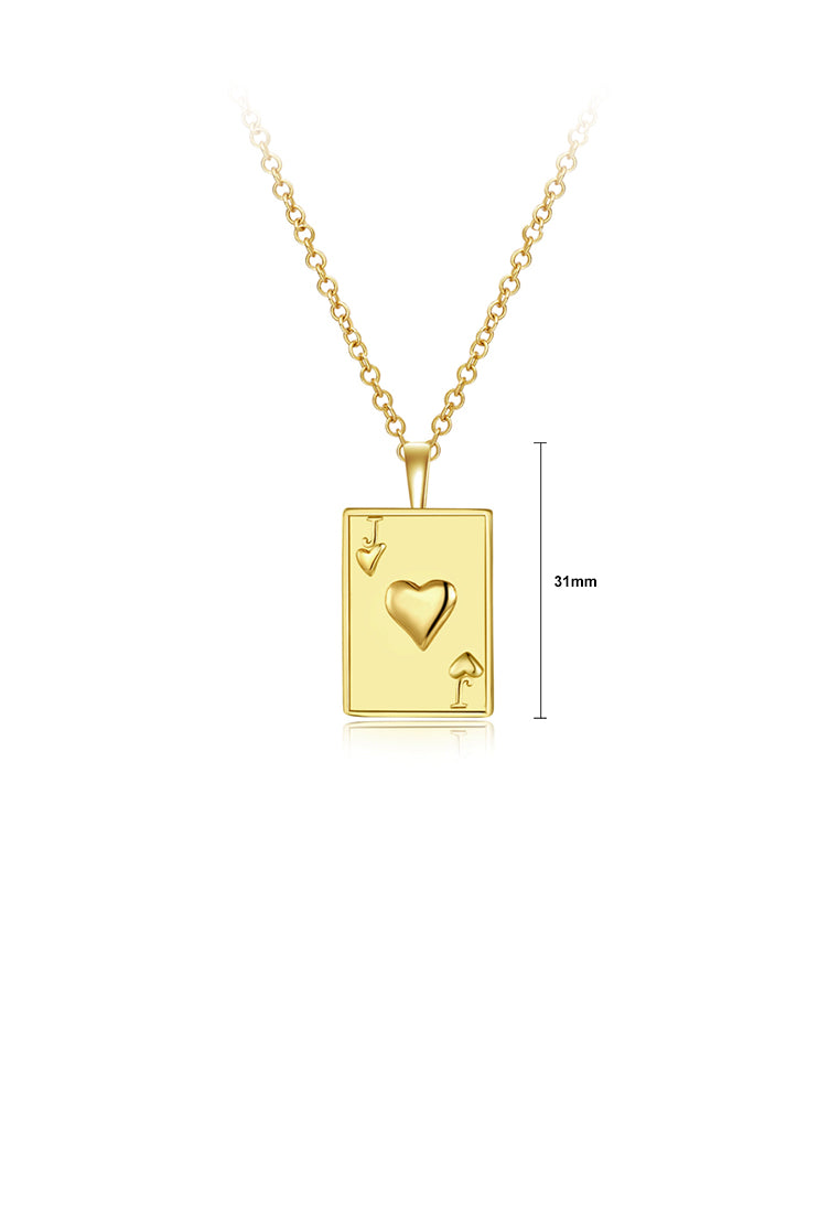 Fashion Simple Plated Gold Poker J Pendant with Necklace