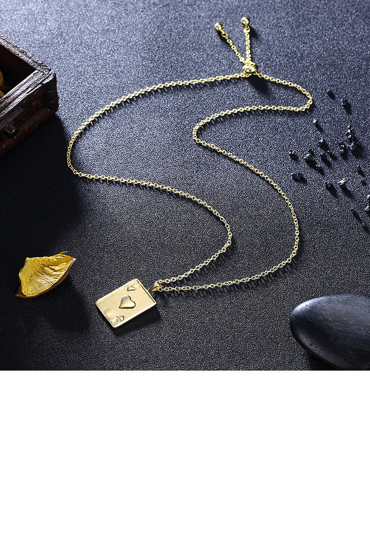 Fashion Simple Plated Gold Poker J Pendant with Necklace
