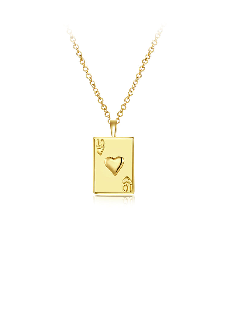 Fashion Simple Plated Gold Poker Number 10 Pendant with Necklace