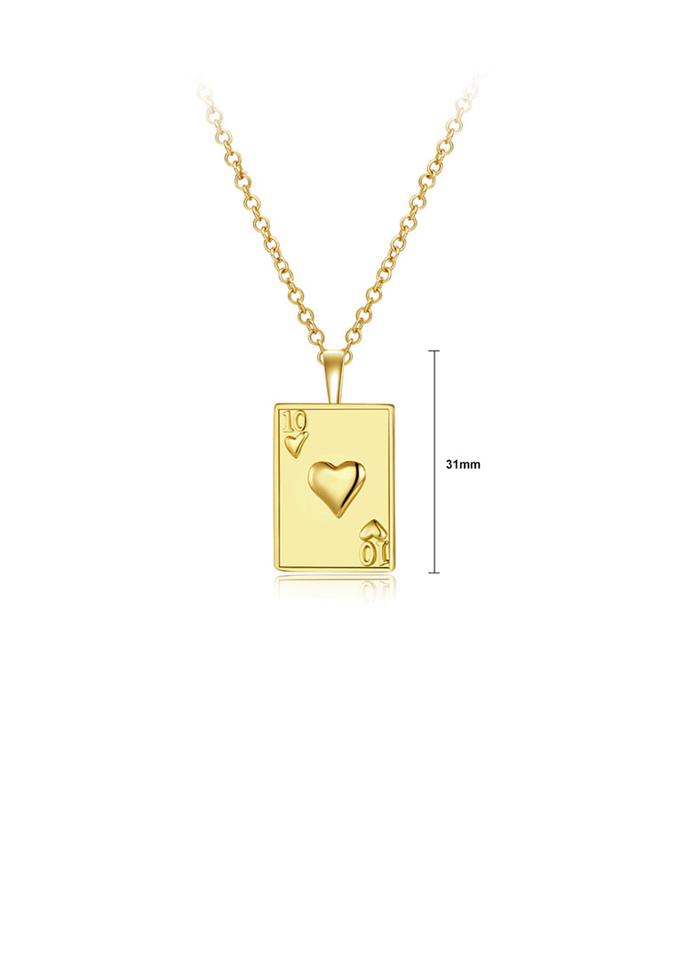 Fashion Simple Plated Gold Poker Number 10 Pendant with Necklace