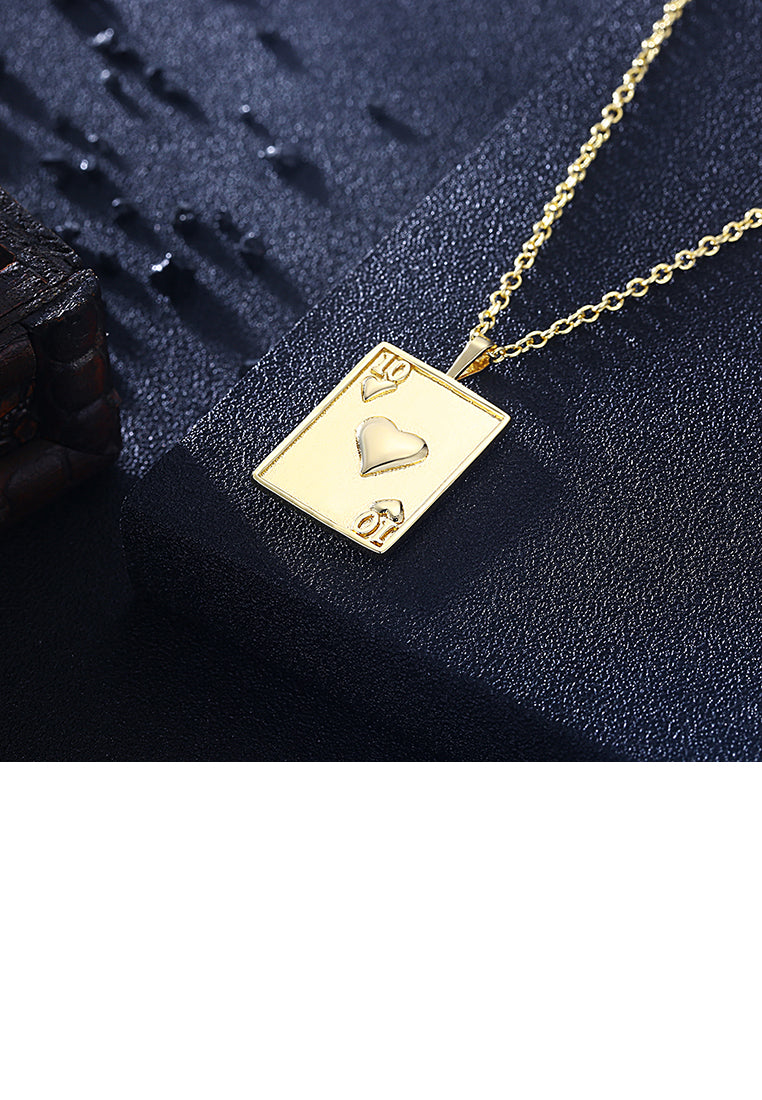 Fashion Simple Plated Gold Poker Number 10 Pendant with Necklace