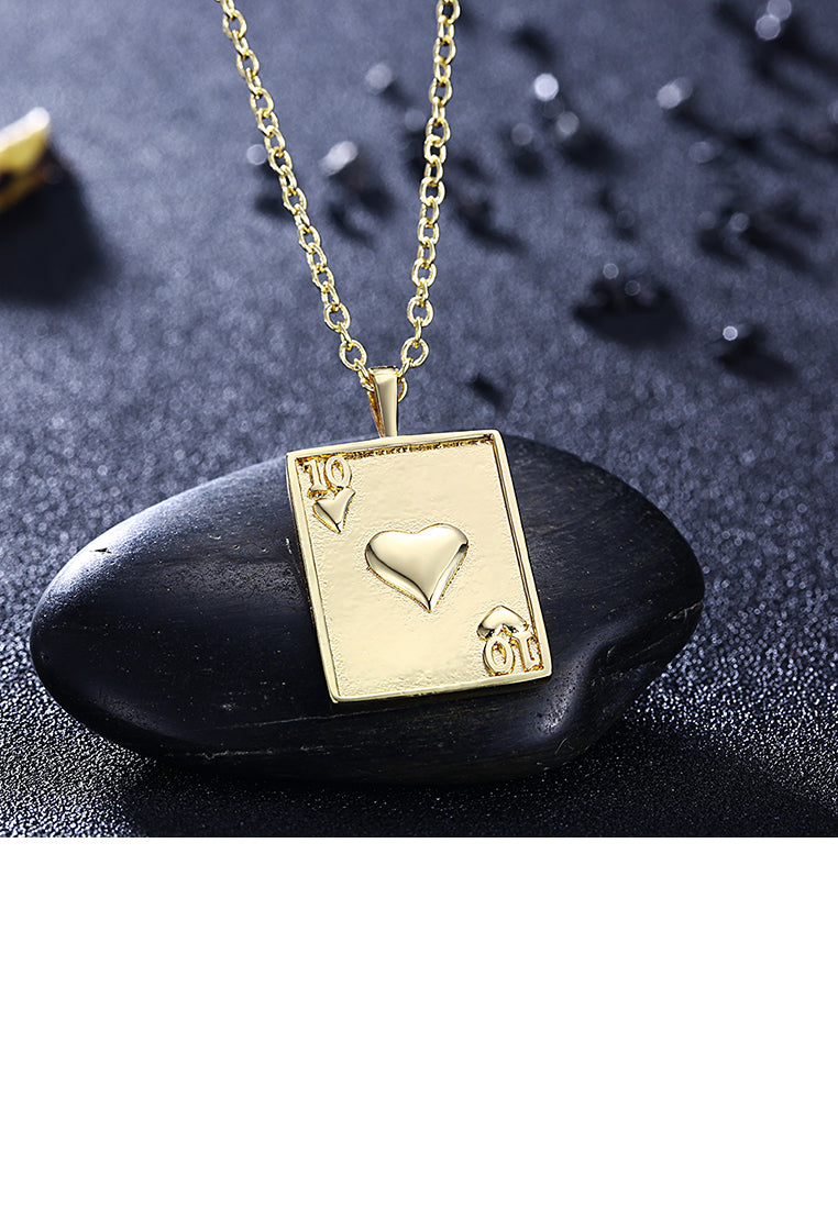 Fashion Simple Plated Gold Poker Number 10 Pendant with Necklace