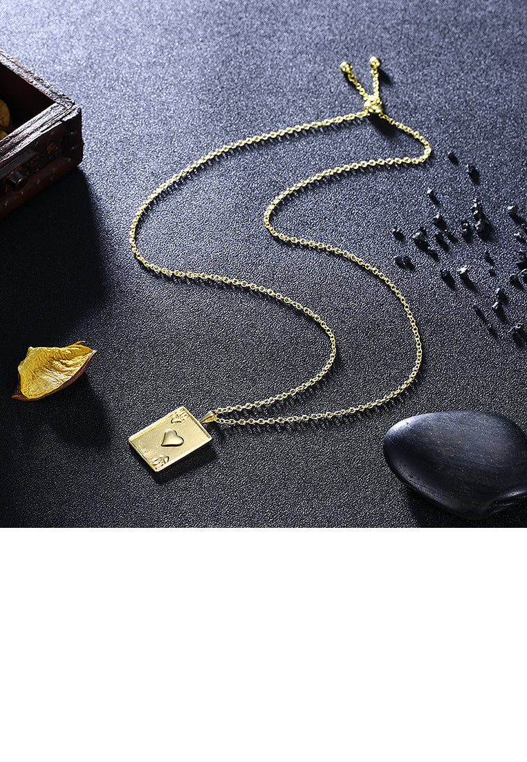 Fashion Simple Plated Gold Poker Number 10 Pendant with Necklace