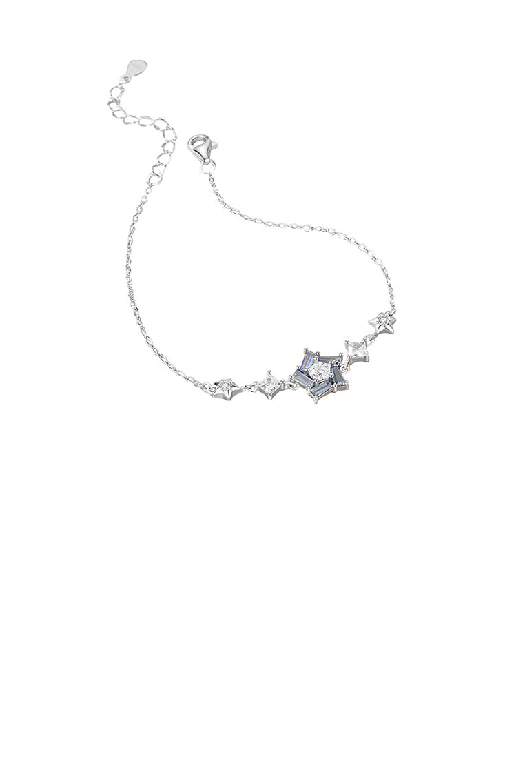 925 Sterling Silver Fashion Simple Star Bracelet with Blue Cubic Zirconia - Luxurious Look