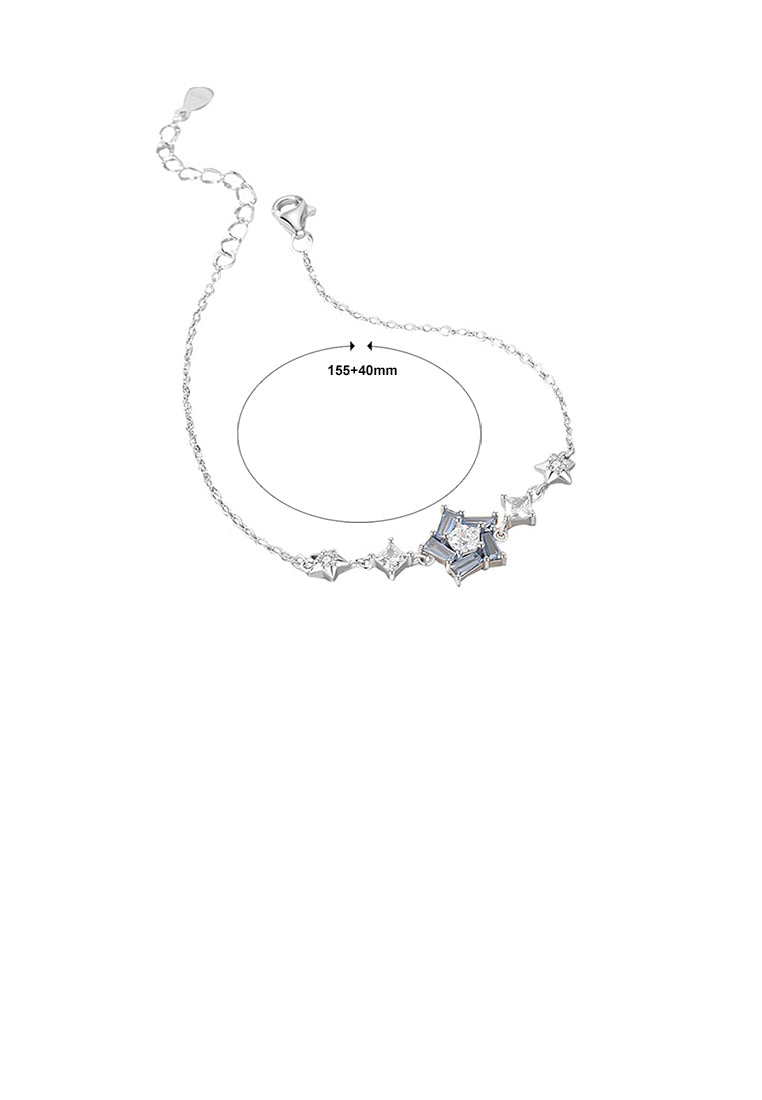 925 Sterling Silver Fashion Simple Star Bracelet with Blue Cubic Zirconia - Luxurious Look