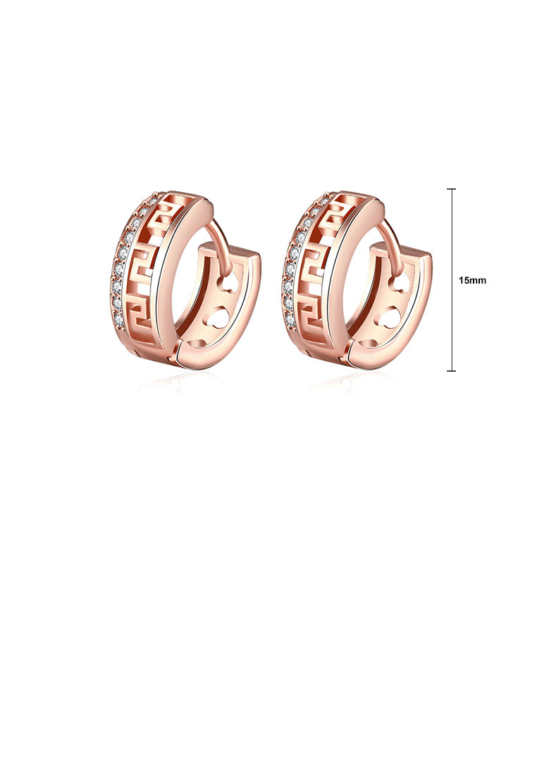 Fashion Simple Plated Rose Gold Geometric Round Hollow Cubic Zirconia Stud Earrings - Luxurious Look
