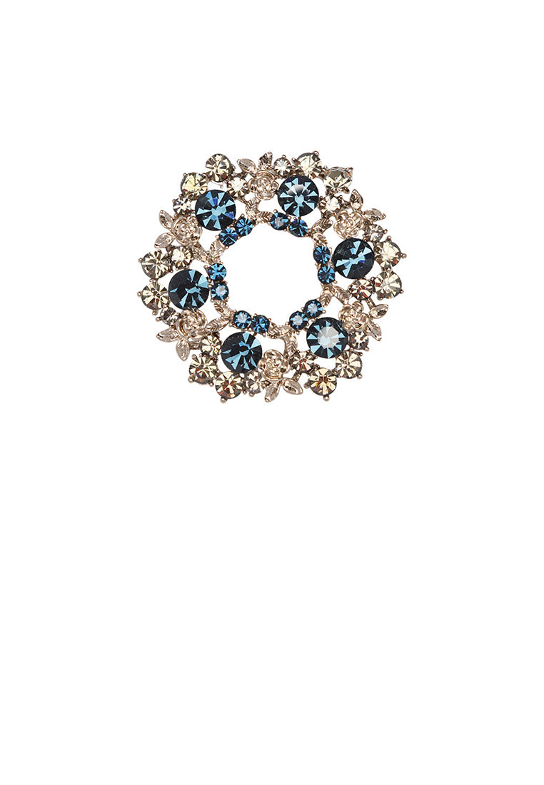 Fashion and Elegant Plated Gold Rosette Brooch with Cubic Zirconia - Luxurious Look