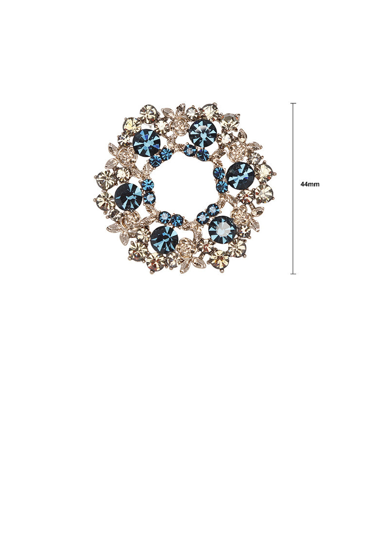 Fashion and Elegant Plated Gold Rosette Brooch with Cubic Zirconia - Luxurious Look