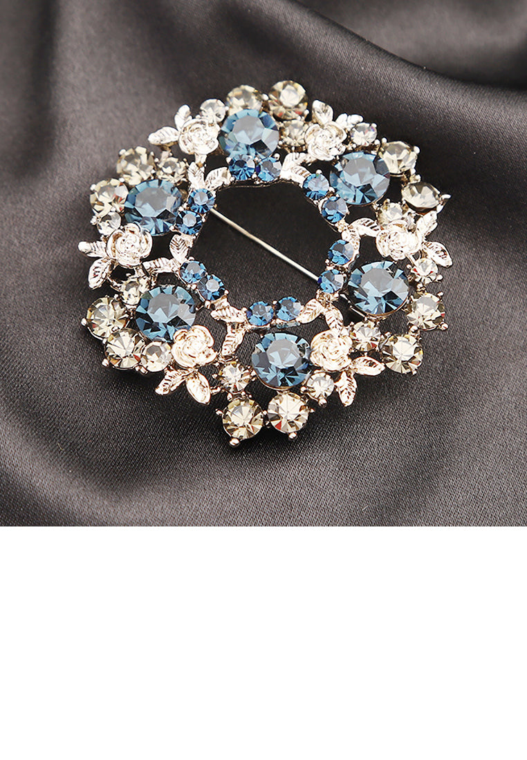 Fashion and Elegant Plated Gold Rosette Brooch with Cubic Zirconia - Luxurious Look
