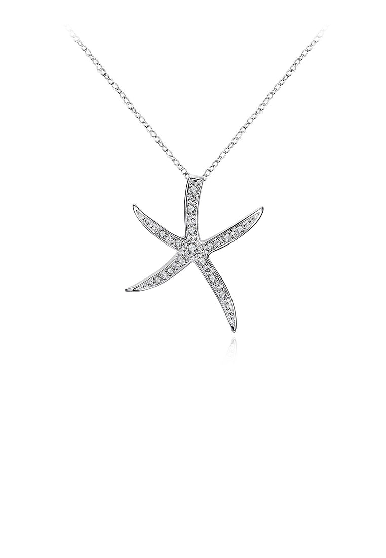 Simple Starfish Pendant with Austrian Element Crystal and Necklace