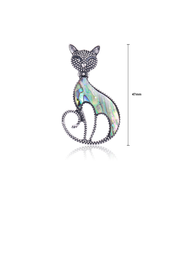 Simple and Cute Plated Black Shell Cat Brooch