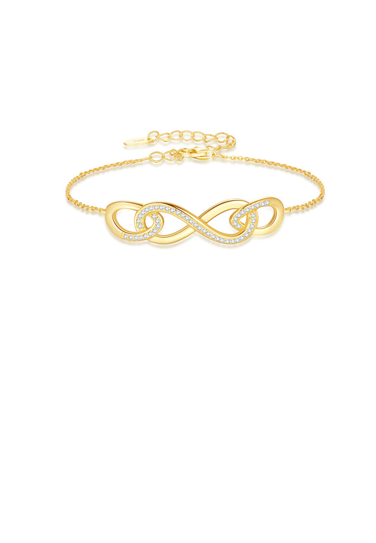 925 Sterling Silver Plated Gold Fashion Simple Infinity Symbol Geometric Bracelet with Cubic Zirconia - Luxurious Look