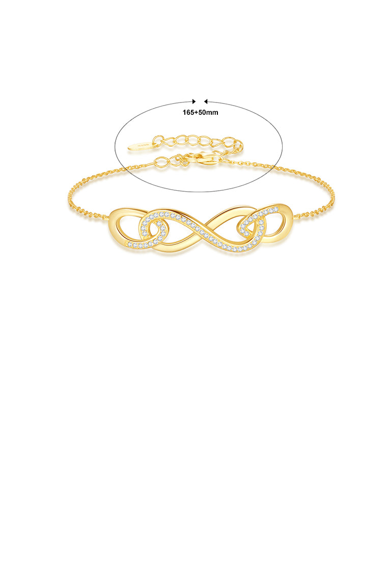 925 Sterling Silver Plated Gold Fashion Simple Infinity Symbol Geometric Bracelet with Cubic Zirconia - Luxurious Look