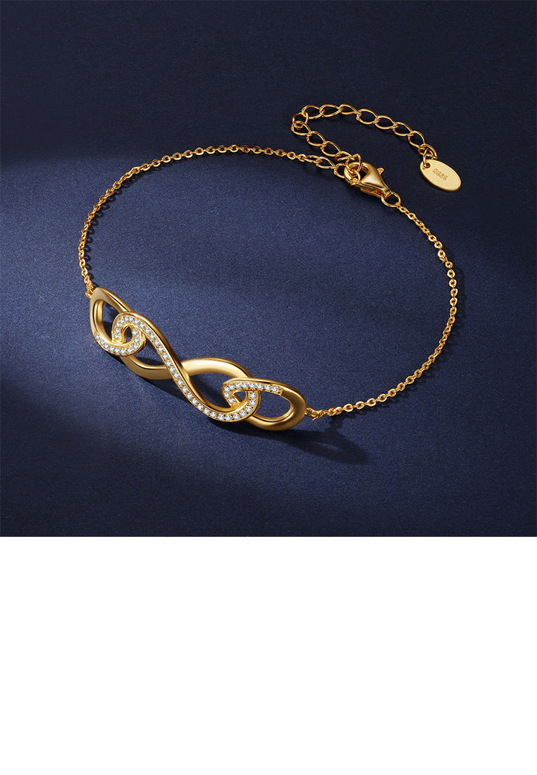 925 Sterling Silver Plated Gold Fashion Simple Infinity Symbol Geometric Bracelet with Cubic Zirconia - Luxurious Look