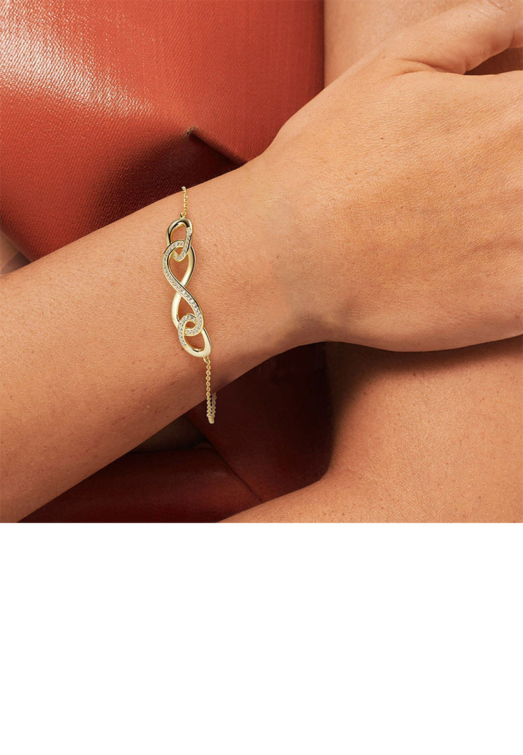 925 Sterling Silver Plated Gold Fashion Simple Infinity Symbol Geometric Bracelet with Cubic Zirconia - Luxurious Look