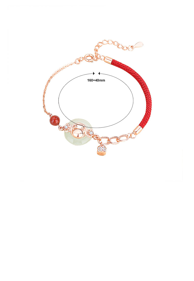 925 Sterling Silver Plated Rose Gold Fashion Vintage Zodiac Dragon Peace Buckle Stitching Bracelet with Cubic Zirconia - Luxurious Look