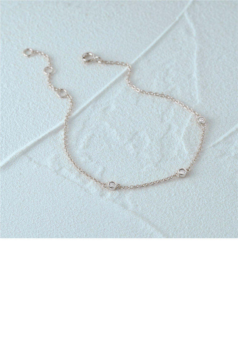 925 Sterling Silver Simple Fashion Geometric Ball Bracelet with Cubic Zirconia - Luxurious Look