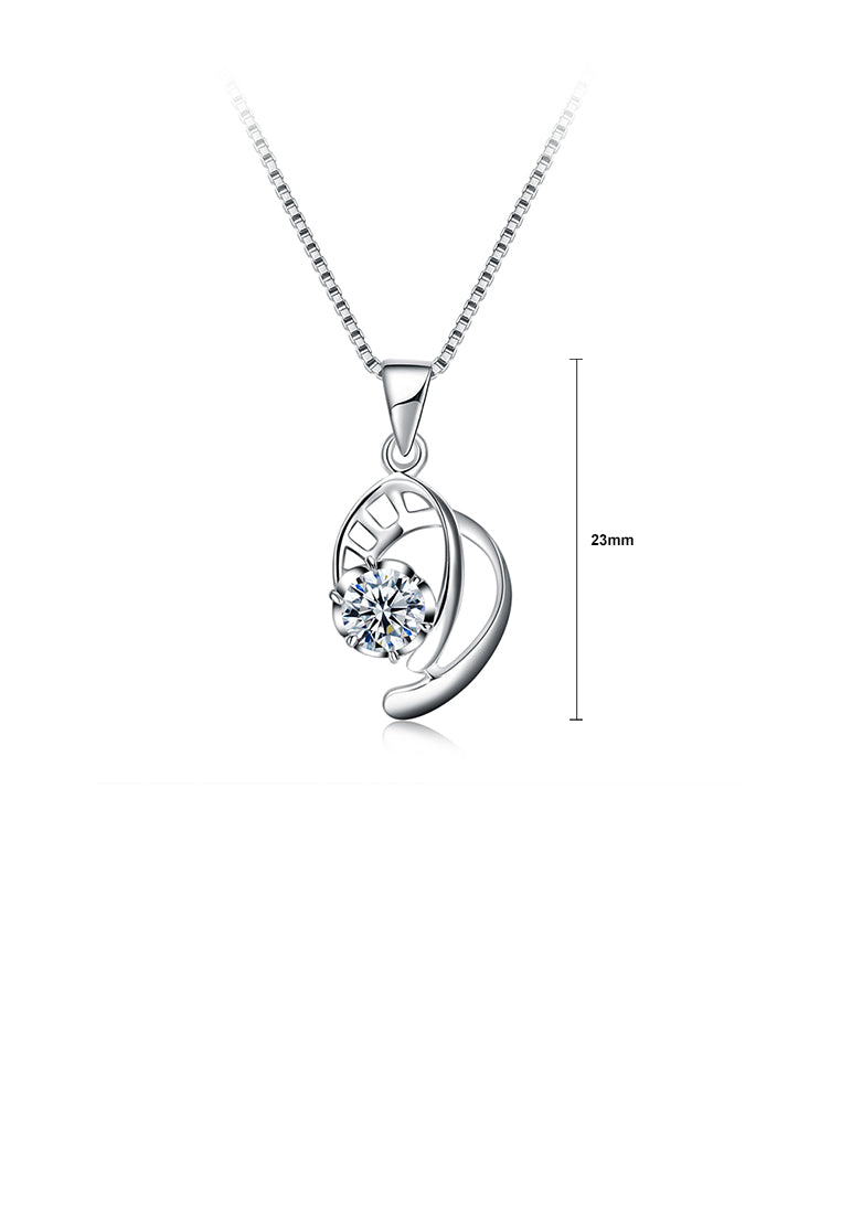 925 Sterling Silver Elegant Fashion Hollow Out Geometric Space Pendant Necklace with Cubic Zircon