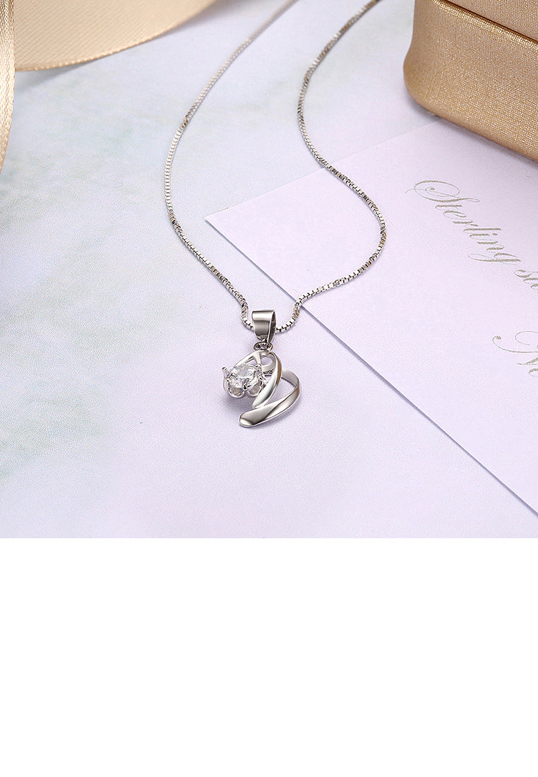 925 Sterling Silver Elegant Fashion Hollow Out Geometric Space Pendant Necklace with Cubic Zircon