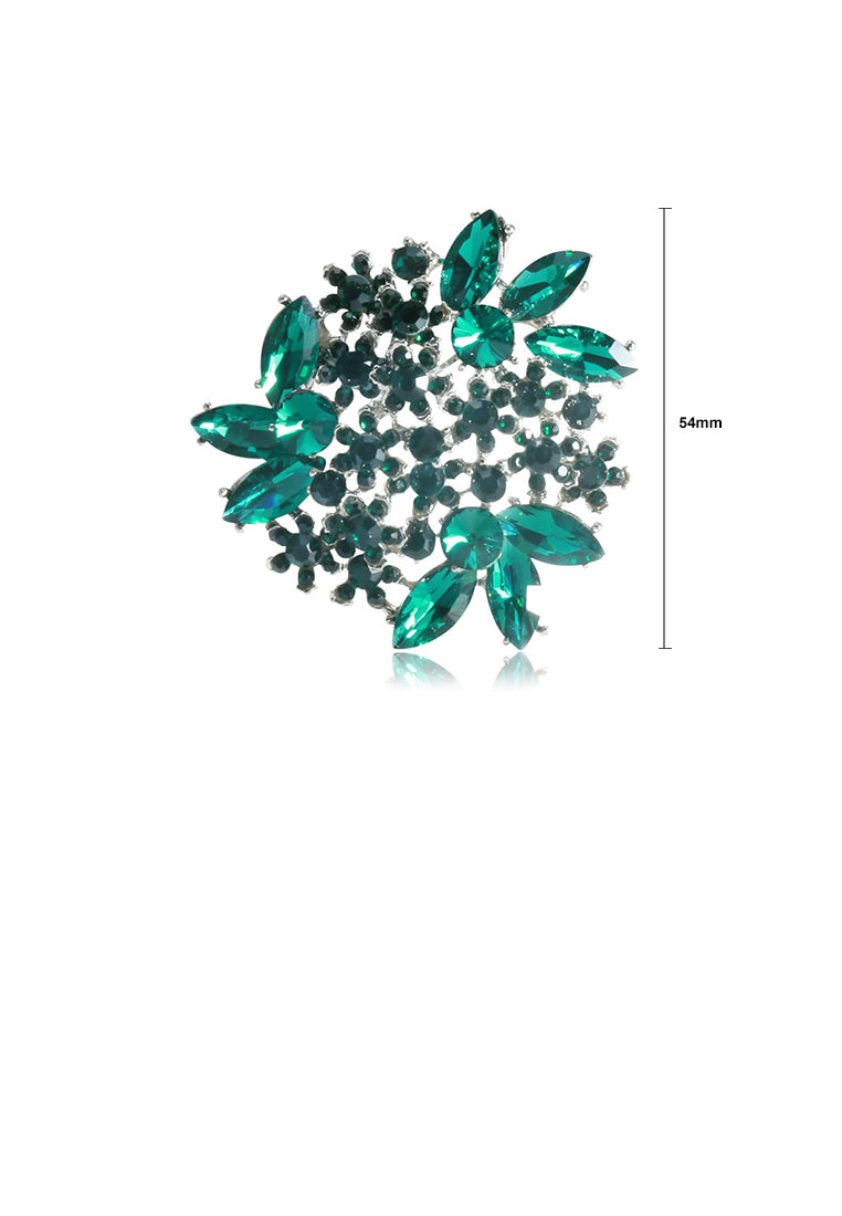 Fashion Bright Flower Brooch with Green Cubic Zirconia - Luxurious Look