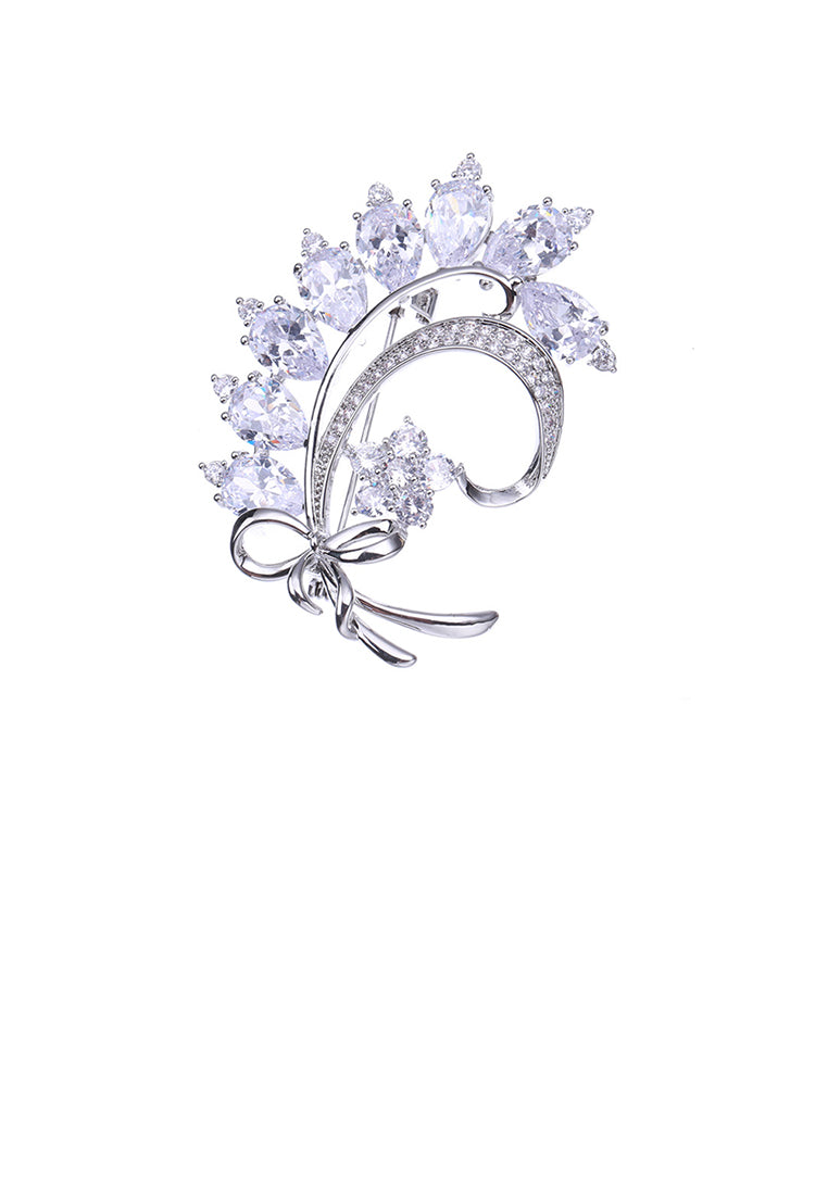 Fashion Temperament Bow Bouquet Brooch with Cubic Zirconia - Luxurious Look