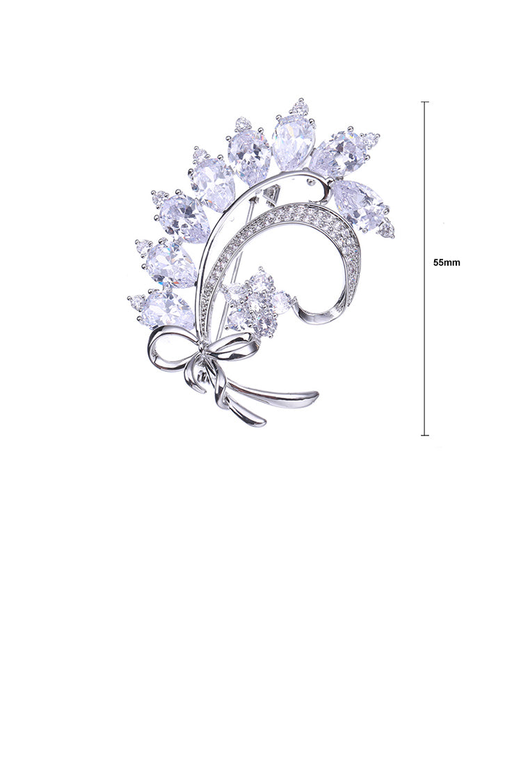 Fashion Temperament Bow Bouquet Brooch with Cubic Zirconia - Luxurious Look