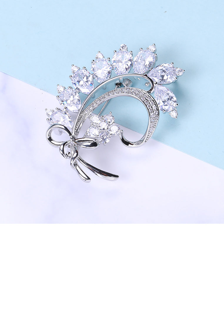 Fashion Temperament Bow Bouquet Brooch with Cubic Zirconia - Luxurious Look