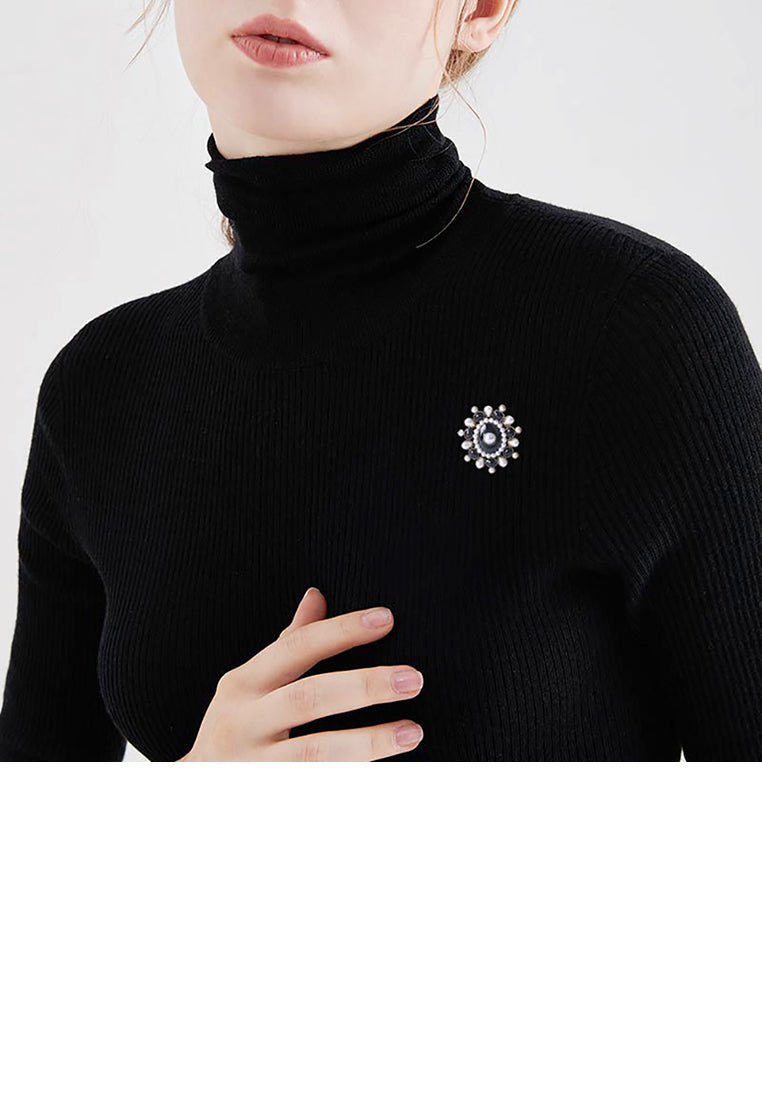 Elegant Vintage Plated Gold Geometric Round Imitation Pearl Brooch - Luxurious Look