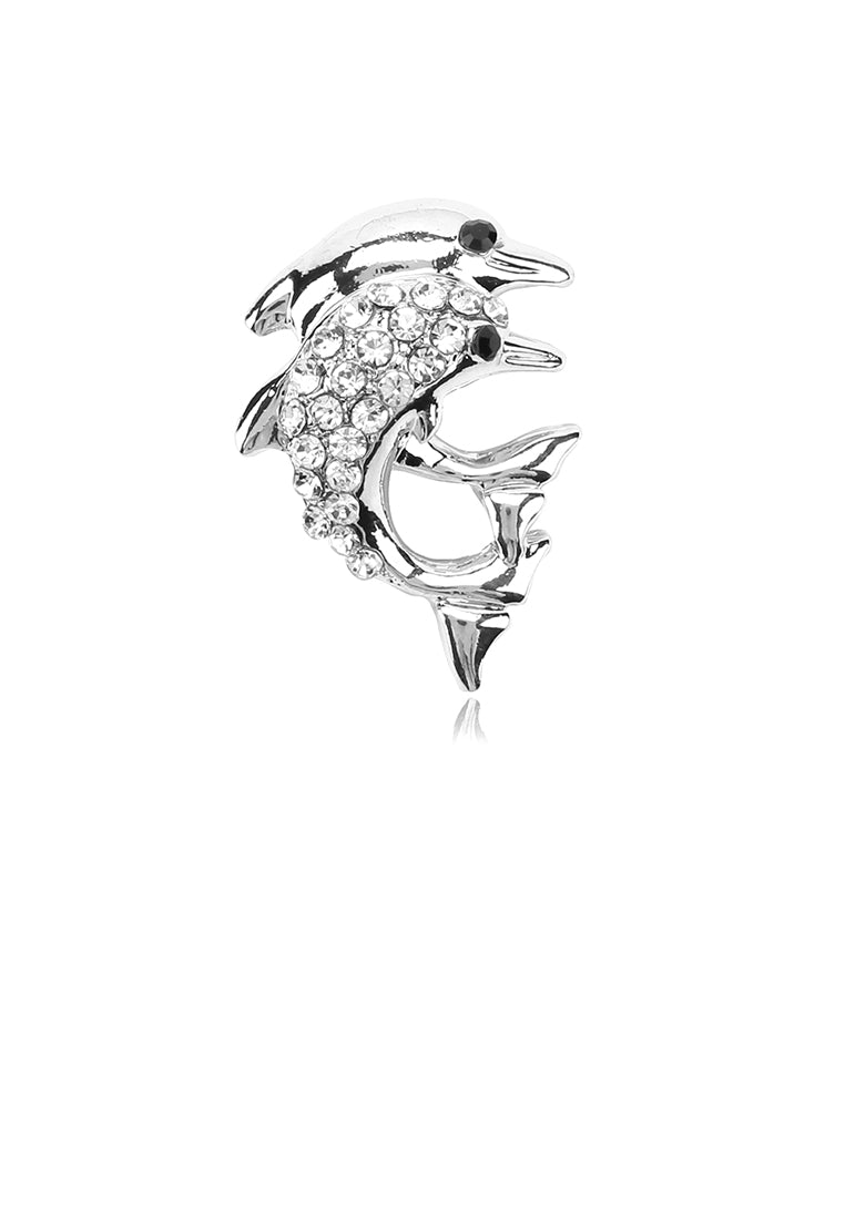 Simple Fashion Dolphin Brooch with Cubic Zirconia - Luxurious Look