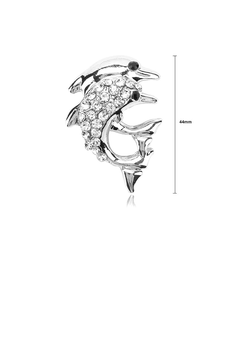 Simple Fashion Dolphin Brooch with Cubic Zirconia - Luxurious Look