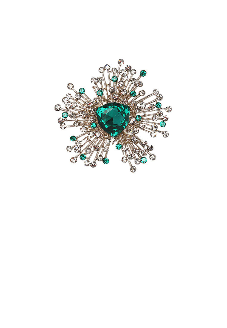Elegant Vintage Plated Gold Floral Brooch with Cubic Zirconia - Luxurious Look