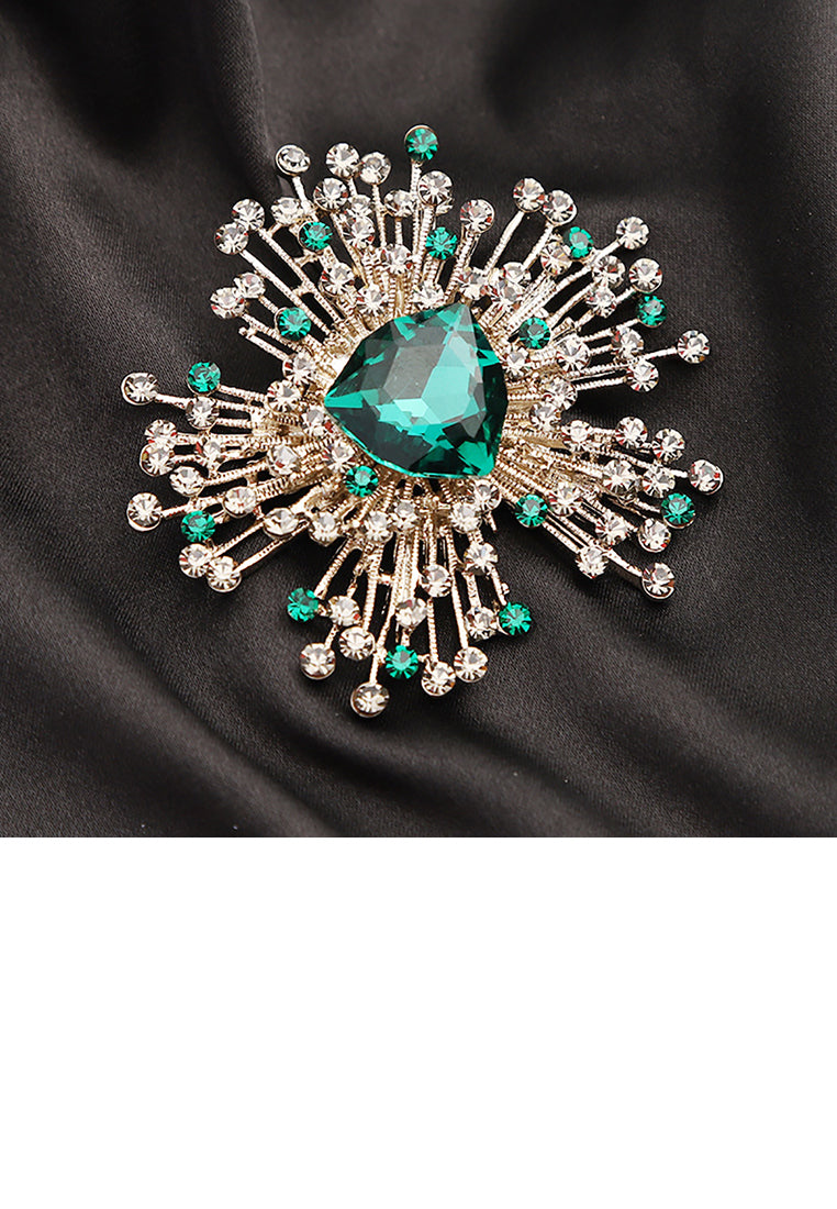 Elegant Vintage Plated Gold Floral Brooch with Cubic Zirconia - Luxurious Look