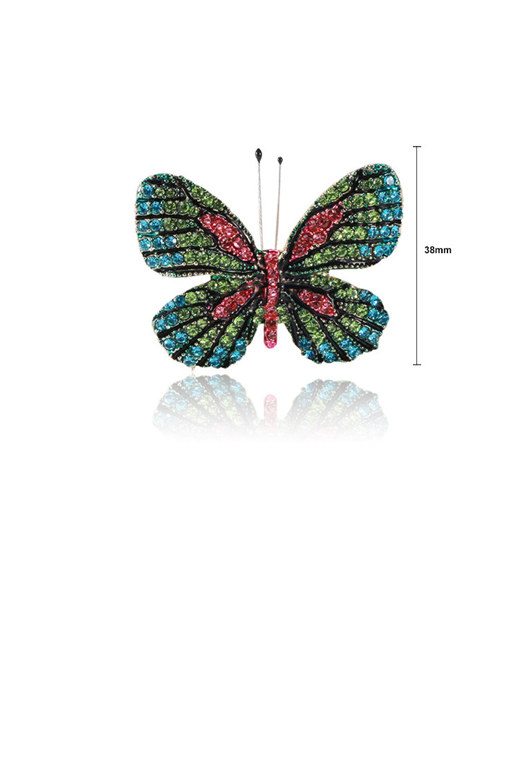 Fashion Bright Plated Gold Butterfly Brooch with Cubic Zirconia - Luxurious Look