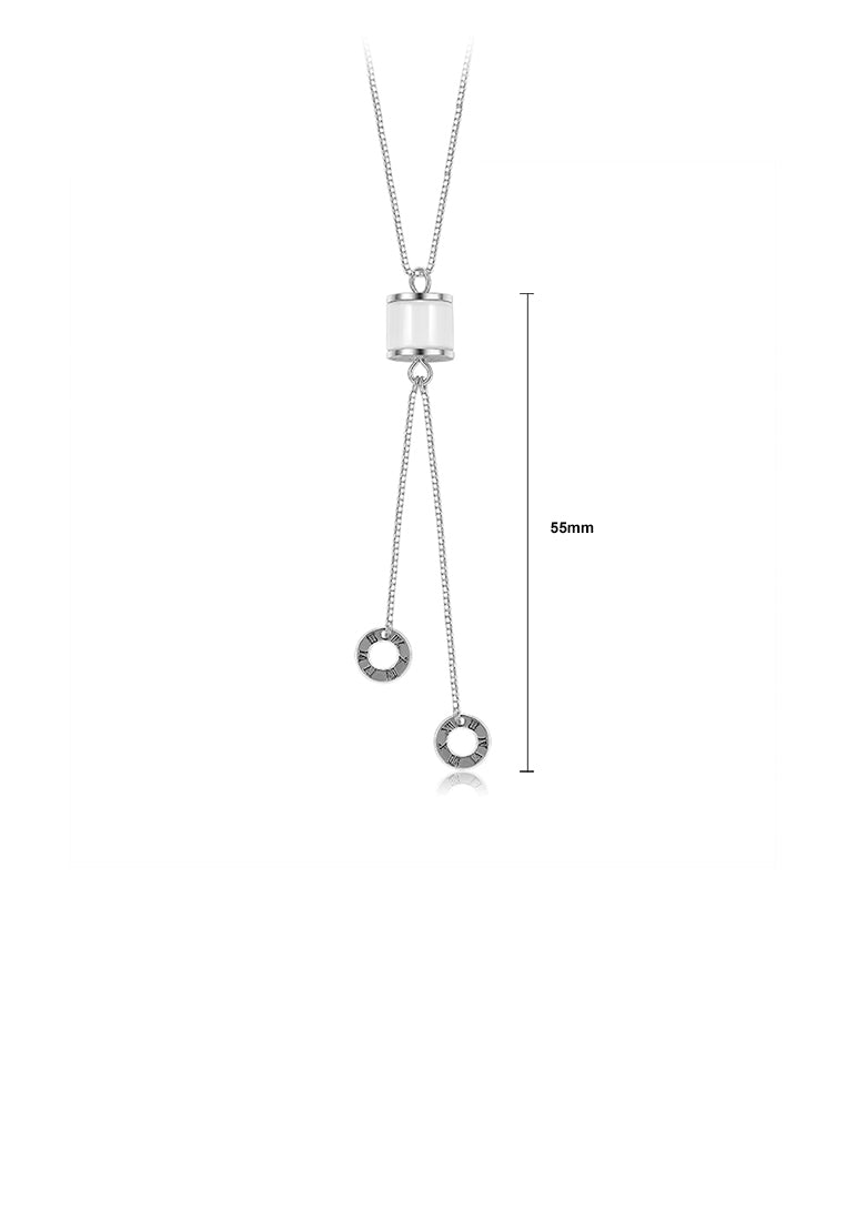 925 Sterling Silver Simple Double Circle Pendant with Necklace