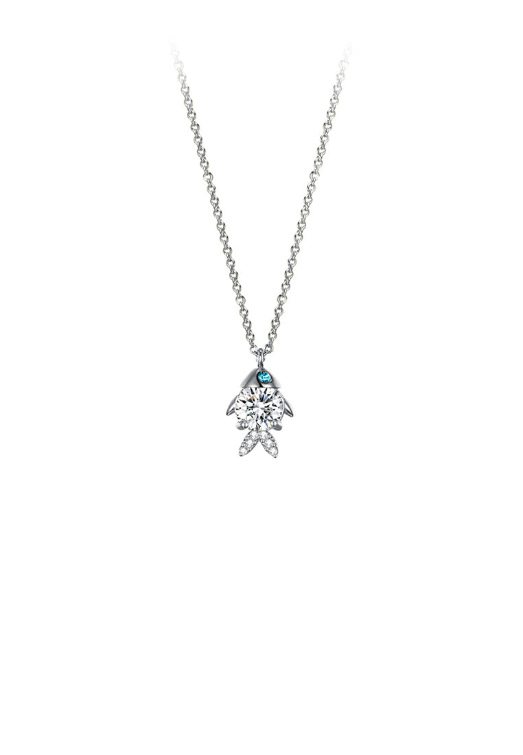 925 Sterling Silver Elegant Fashion Cute Small Fish Pendant and Necklace with Austrian Element Crystal