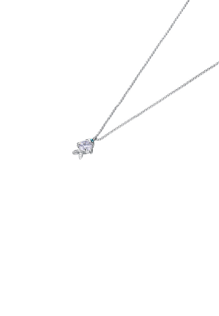 925 Sterling Silver Elegant Fashion Cute Small Fish Pendant and Necklace with Austrian Element Crystal