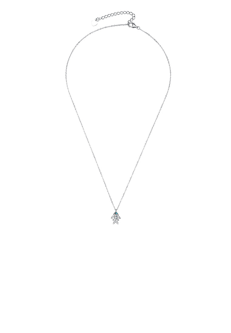 925 Sterling Silver Elegant Fashion Cute Small Fish Pendant and Necklace with Austrian Element Crystal