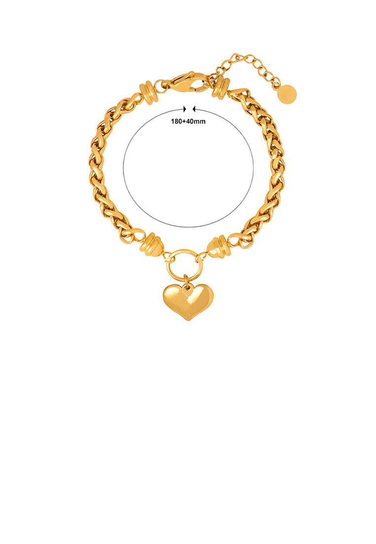 Fashion and Personalized Plated Gold 316L Stainless Steel Heart-shaped Braided Bracelet