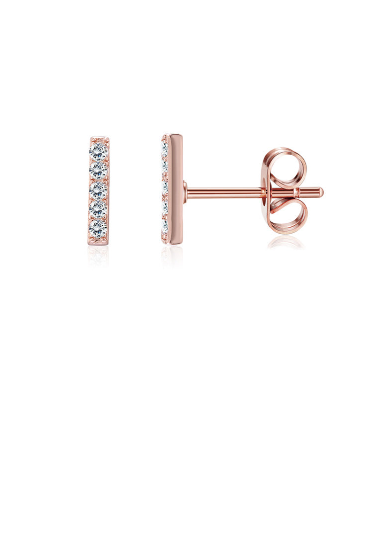 Simple Fashion Plated Rose Gold Letter I Cubic Zircon Stud Earrings