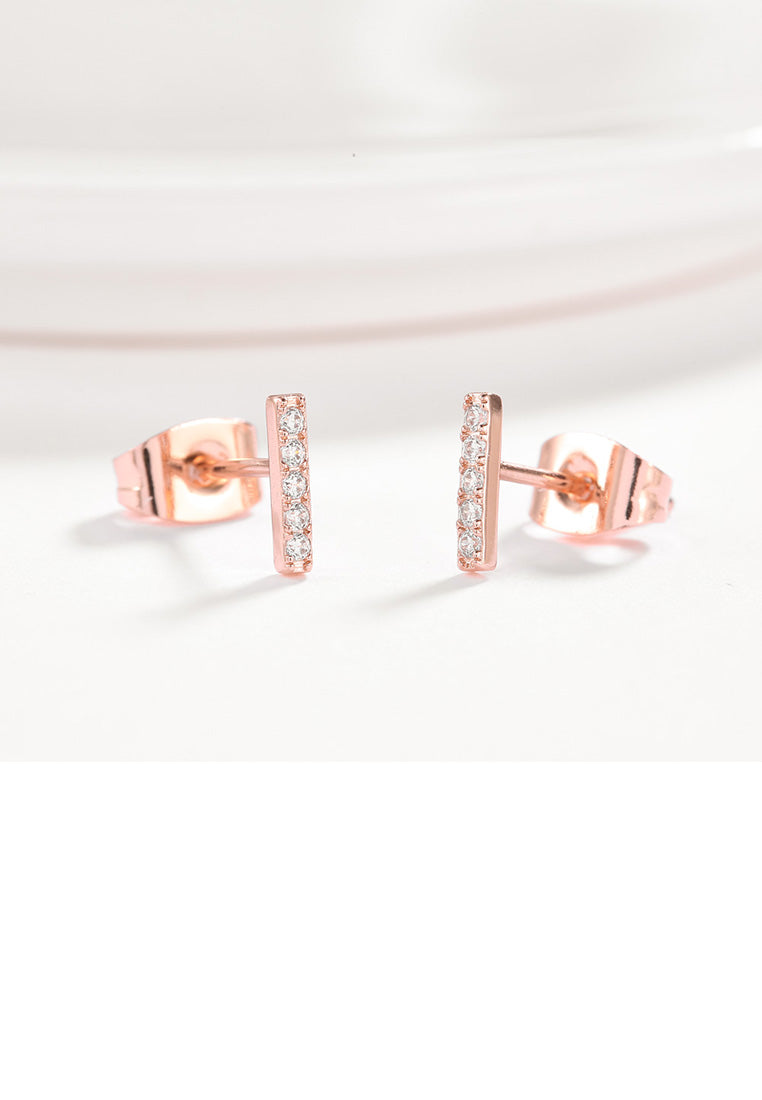 Simple Fashion Plated Rose Gold Letter I Cubic Zircon Stud Earrings