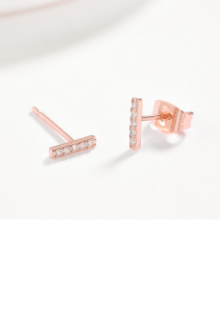 Simple Fashion Plated Rose Gold Letter I Cubic Zircon Stud Earrings