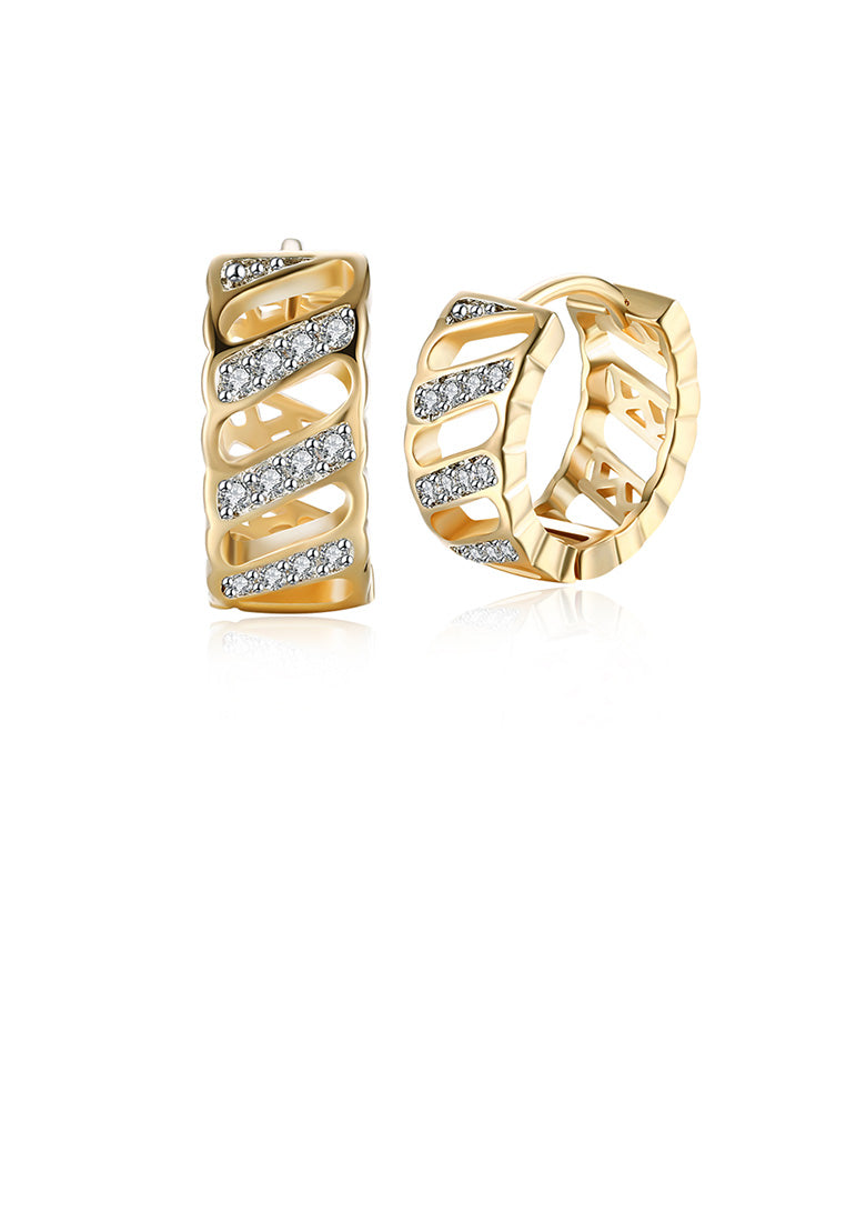 Fashion Elegant Plated Rose Gold Geometric Openwork Cubic Zircon Earrings