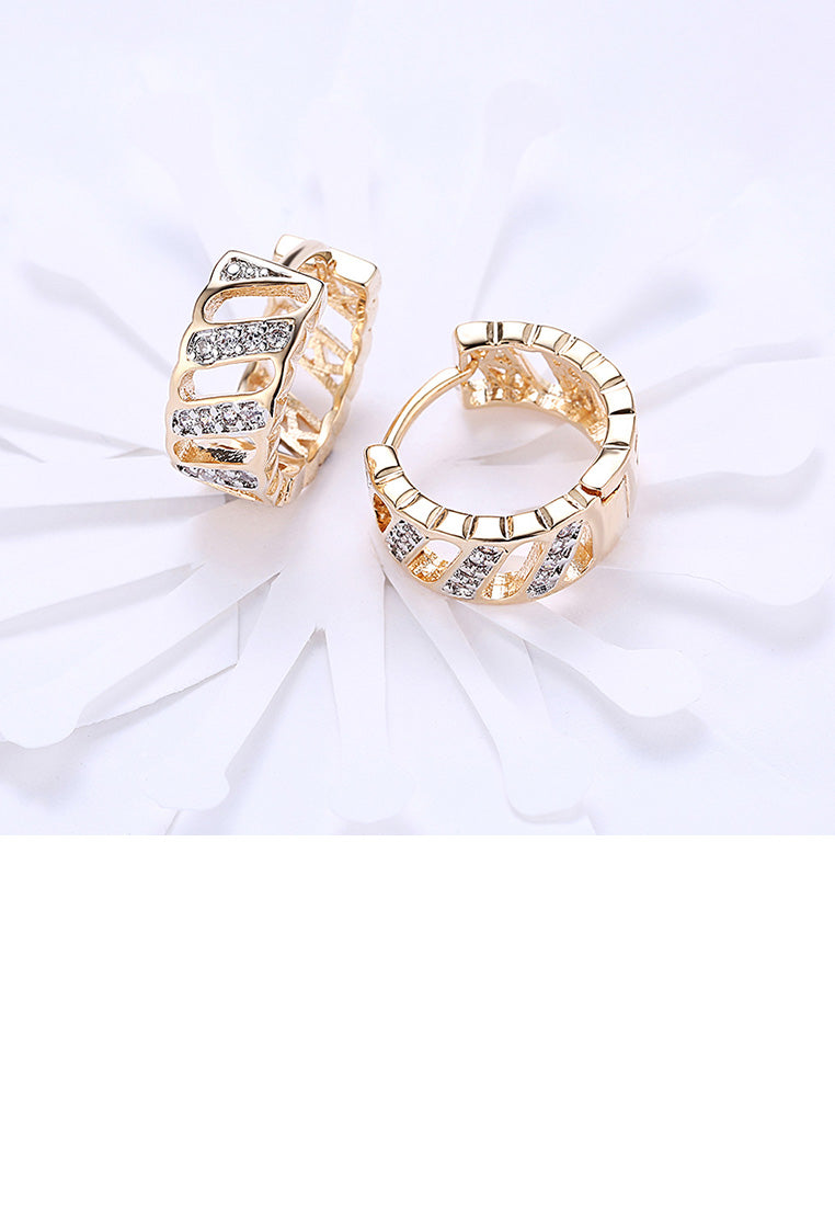 Fashion Elegant Plated Rose Gold Geometric Openwork Cubic Zircon Earrings