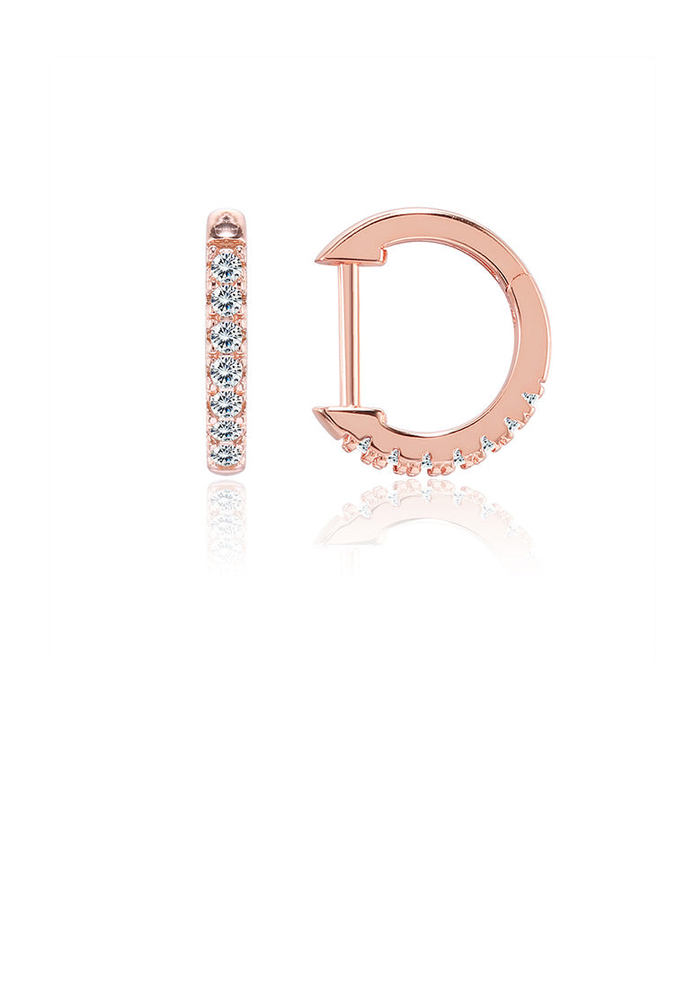 Fashion Simple Plated Rose Gold Geometric Circle Cubic Zircon Stud Earrings