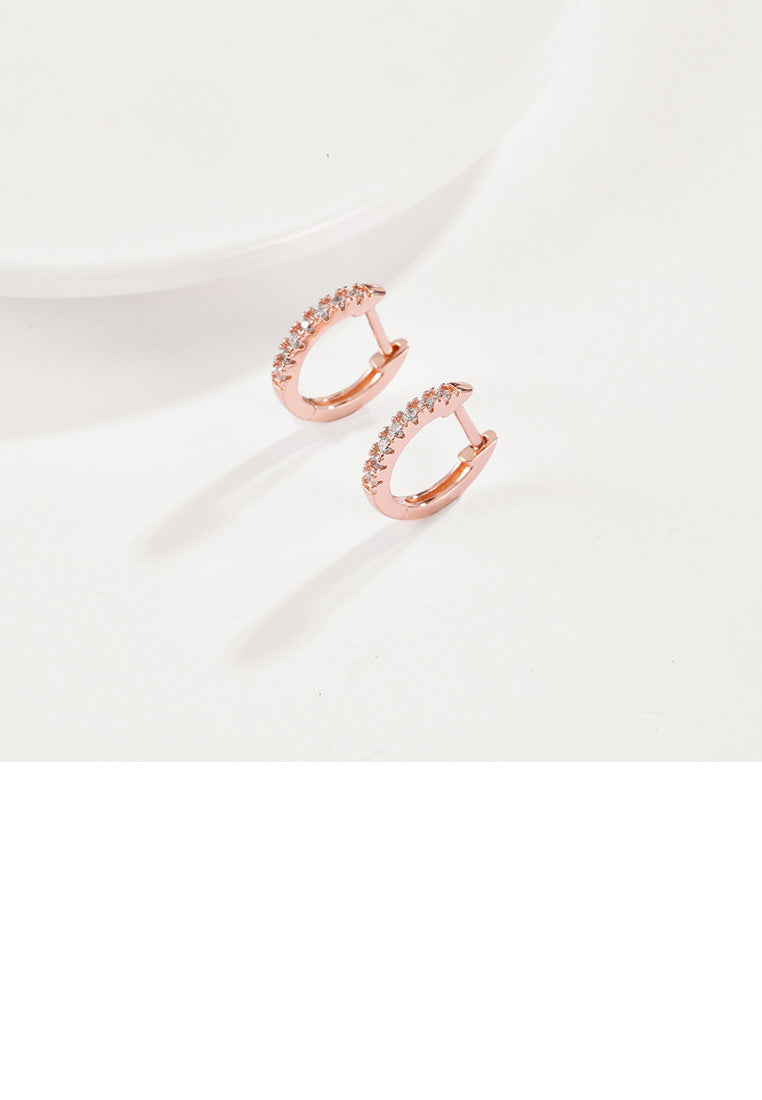 Fashion Simple Plated Rose Gold Geometric Circle Cubic Zircon Stud Earrings