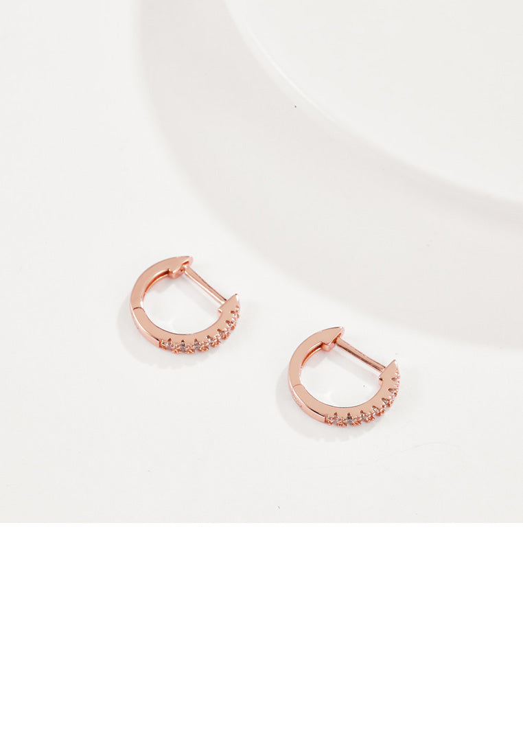 Fashion Simple Plated Rose Gold Geometric Circle Cubic Zircon Stud Earrings